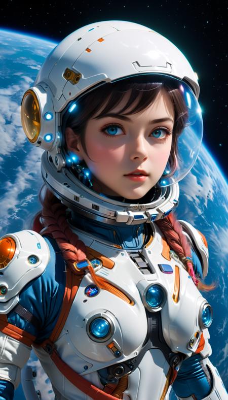 Stunning female in space suit, sci-fi, extremely beautiful piercing eyes, cinematic scene, hero view, action pose, scenery, detailed background, masterpiece, best quality, high quality, intricate, absurdres, very detailed, extremely high resolution, 8k, vivid, colorful, Studio Ghibli <lora:studio_ghibli_xl_v1:1> xl:1> <lora:neg4all_bdsqlsz_xl_V7:1> <lora:DetailedEyes_V3:1> <lora:xl_more_art-full_v1:1>