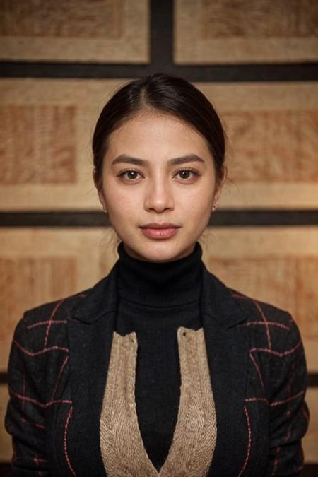 solo, realistic, (1girl), (asian) (woman), white skin, milky skin, (((Black Shag Haircut Hairstyle))), (((Passionate, A heated look, a flushed face, and a quickened breath.))), ((((Plaid_blazer:1.4),(Turtleneck_sweater:1.3),(Cropped_trousers:1.2),(Modern_art_gallery_background:1.4)))), (((Compose a wide-angle shot of Lindos' traditional village square, with its charming cafes, bustling markets, and the gathering place for locals and visitors alike.))), (((dynamic pose:1.5))), <lora:ReaLora:.4> detailed skin, <lora:PHA_-_Dyessa_Garcia:1> dyessagarcia<lora:PAseer-SD15-LCM Quick:1.0><lora:PAseer-SD15-LCM Quick:1.0>