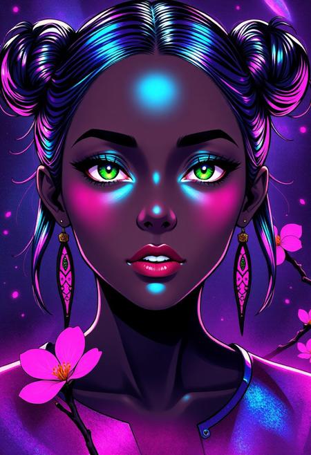 masterpiece, best quality, newest, absurdres, highres, ultra-detailed, semirealistic, cinematic lighting, raytracing, high contrast, ambient occlusion, vector lines, back lit, asymmetrical composition, off-center framing,
BAMF-Illu, dark_skin, very_dark_skin, thick_lips, large_nose, wide_nose, dark-skinned_female,
1girl, iridescent hair, hair buns, green eyes, stunning woman, intricate colorful neon rainbow colors, multicolored art, centered, antialiased, vibrant gradient reflections, surreal painterly textures, expressive emotional design, iridescent fantasy fine art, dreamlike ambiance, black light poster aesthetic,
anime drawing, featured on pixiv, gothic art, flourishes, linework, vectorized intricate stylization, geometric shape-based portrait, glowing patterns, fantasy character designEngine, trending on ArtStation, HDR, 3D masterpiece, perfect composition, brilliant, stunning, epic, cinematic, atmospheric darkness, meticulously detailed
This prompt combines Ando's signature materials (concrete, geometric rigor) with the fleeting elegance of sakura, balancing structure and organic flow.
Paint a serene yet dynamic watercolor scene in the Flux art style,
<lora:FLUX-daubrez-DB4RZ-v2:0.35> DB4RZ, DB4RZ style painting <lora:illustration004:0.8> illustration004 chaotic expressive line-art scribbled and erratic strokes monochromatic black ink <lora:Scribble Portrait Drawing:0.35> Drawing <lora:aidmaMJ6.1_v0.5_3:0.35> aidmamj6.1, aidmamj6, mystcorbCE_style