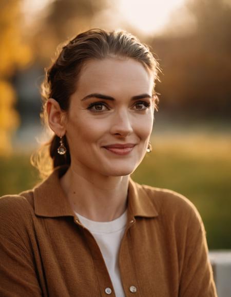 cinematic photo professional fashion close-up portrait photography of a beautiful  (((ohwx woman))) at general college & university during Sunset, Nikon Z9 <lora:winona_lora_sdxl_v1-000009:1.1> . 35mm photograph, film, bokeh, professional, 4k, highly detailed