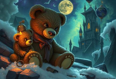 In the realm of the Dream-Quest of Unknown Kadath, a weary dreamer named Elias, plagued by a mysterious teddy bear from his childhood, finds himself summoned to a surreal landscape. Each night, the teddy bear whispers secrets of a forgotten kingdom filled with enchanting creatures and perilous dreams. 
One fateful night, Elias learns that the bear holds the key to unlocking the entrance to Kadath, a place said to grant one’s deepest desires. With a motley crew of dream-weavers and guardians of the realm, he embarks on a quest to reach the elusive city, facing creatures born from the nightmares of those who fear their own dreams.
However, as they near their goal, Elias discovers that the teddy bear is not merely a nostalgic token but a cursed entity seeking freedom. To save his new friends and fulfill his wish of returning home, Elias must confront his deepest fears and break the bear’s grip on his dreams. In a heart-wrenching twist, he finds that true power lies not in escaping his past, but in embracing it, forever altering the future of Kadath.