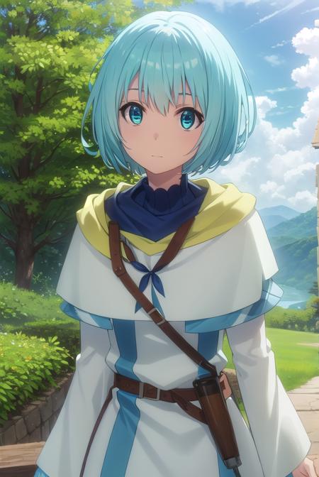 leleiialalena, <lora:lelei ia lalena s1s2-lora-nochekaiser:1>,
lelei ia lalena, short hair, blue hair, aqua hair, hair between eyes, blue eyes,
BREAK dress, necklace, robe,
BREAK outdoors, forest, nature, sun, sky, clouds, trees, grass,
BREAK looking at viewer, (cowboy shot:1.5),
BREAK <lyco:GoodHands-beta2:1>, (masterpiece:1.2), best quality, high resolution, unity 8k wallpaper, (illustration:0.8), (beautiful detailed eyes:1.6), extremely detailed face, perfect lighting, extremely detailed CG, (perfect hands, perfect anatomy),