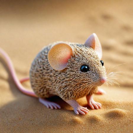 Creative image generation of a cute mouse made of sand ,beautiful:1.4), (intricate details, masterpiece, best quality:1.4),dynamic pose
