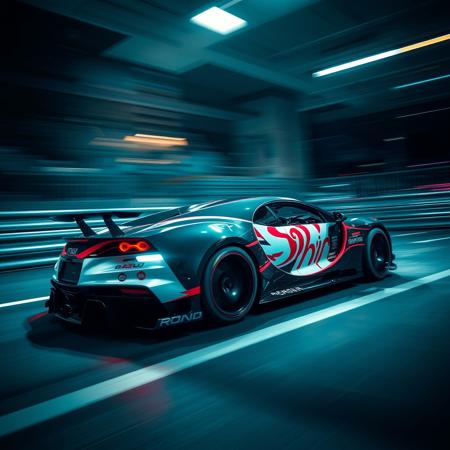 shot from side,it is Biochemical, racing stripes,bugatti,motion blur,going really fast masterpiece,deep focus,studio lighting, League of Legends Splash Art, hyperdetailed, arcadian, spotlight