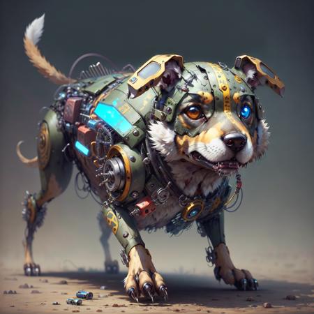 <lora:Mech4nim4lAI:.9> Mech4nim4lAI [dog :cyborg:.5]