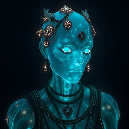 Masterpiece, a bioluminescence translucent kyawthuite/humanoid, 32k, 16k, 8k, cinematic art,