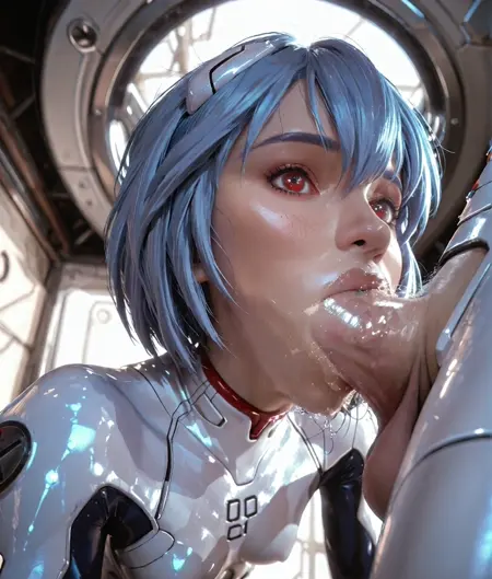 "Red-Eyed Woman's Passionate Oral Sex with Penis Fellatio"