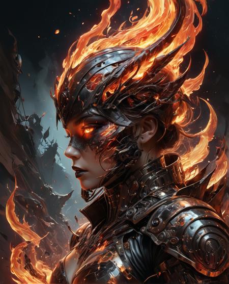 art by aleksi briclot and Bastien Lecouffe Deharme,landscape,masterpiece,8k,Infernal style,8k uhd,absurd res,ultra detailed,masterpiece,awardwinning,sharp focus,intricate detail,50mm lens,(russ mills,yossi kotler,carne griffiths:1.3),messy,flaming features,glowing,epic,surreal ism <lora:InfernalStyleXL-000006:0.8> <lora:add-detail-xl:1>