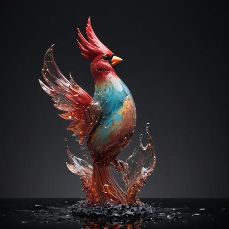 A cardinal bird, 
incredibly fluid, 
detailed, 
3D fractals, 
light particles, 
drops of water, 
shimmering light, 
dreamer, 
surrealist, 
alcohol ink, 
smooth, 
shimmering, 
dreamy glow, 
conceptual art by Alberto Seveso, 
Anna Dittmann, 
Arthur Rackham, 
16k