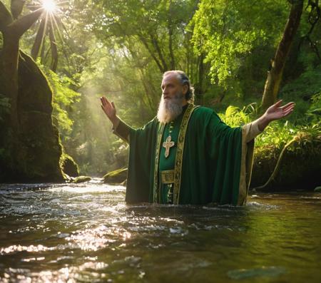 cinematic still an enchanting image of Saint Patrick baptizing converts in a tranquil river, surrounded by lush greenery and birdsong, as beams of sunlight pierce through the canopy overhead . emotional, harmonious, vignette, 4k epic detailed, shot on kodak, 35mm photo, sharp focus, high budget, cinemascope, moody, epic, gorgeous, film grain, grainy, photograph an enchanting image of Saint Patrick baptizing converts in a tranquil river, surrounded by lush greenery and birdsong, as beams of sunlight pierce through the canopy overhead, 50mm . cinematic 4k epic detailed 4k epic detailed photograph shot on kodak detailed cinematic hbo dark moody, 35mm photo, grainy, vignette, vintage, Kodachrome, Lomography, stained, highly detailed, found footage, (masterpiece), (best quality), (ultra-detailed), an enchanting image of Saint Patrick baptizing converts in a tranquil river, surrounded by lush greenery and birdsong, as beams of sunlight pierce through the canopy overhead, illustration, disheveled hair, detailed eyes, perfect composition, moist skin, intricate details, earrings, by wlop, an enchanting image of Saint Patrick baptizing converts in a tranquil river, surrounded by lush greenery and birdsong, as beams of sunlight pierce through the canopy overhead, magical atmosphere, stunning, romantic, intricate, elegant, highly detailed, extremely sharp focus, professional spiritual, cinematic light, dynamic, pristine, colorful, open flowing, bright, transparent, color, shiny