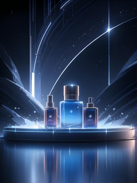 no humans,sky,reflection,scenery,blue theme,star (sky),blue sky,starry sky,cloud,night,night sky,<lora:dianshan:0.6>,perfume in the middle,