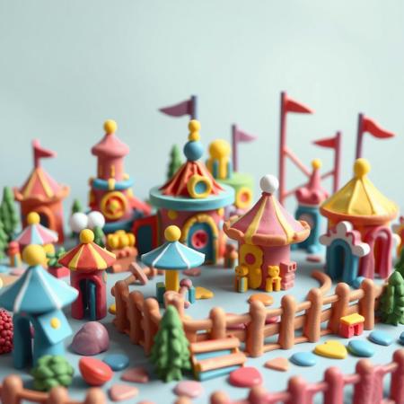colorful clay amusement park,