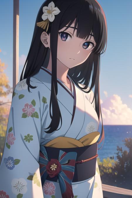 anzuhanashiro, <lyco:anzuhanashiro-lyco-nochekaiser:1>, 
anzu hanashiro, long hair, bangs, black hair, sidelocks, blunt bangs, (black eyes:1.5),
BREAK hair ornament, flower, japanese clothes, kimono, sash, obi, yukata,
BREAK looking at viewer,
BREAK outdoors, festival, fireworks,
BREAK <lora:GoodHands-vanilla:1>, (masterpiece:1.2), best quality, high resolution, unity 8k wallpaper, (illustration:0.8), (beautiful detailed eyes:1.6), extremely detailed face, perfect lighting, extremely detailed CG, (perfect hands, perfect anatomy),