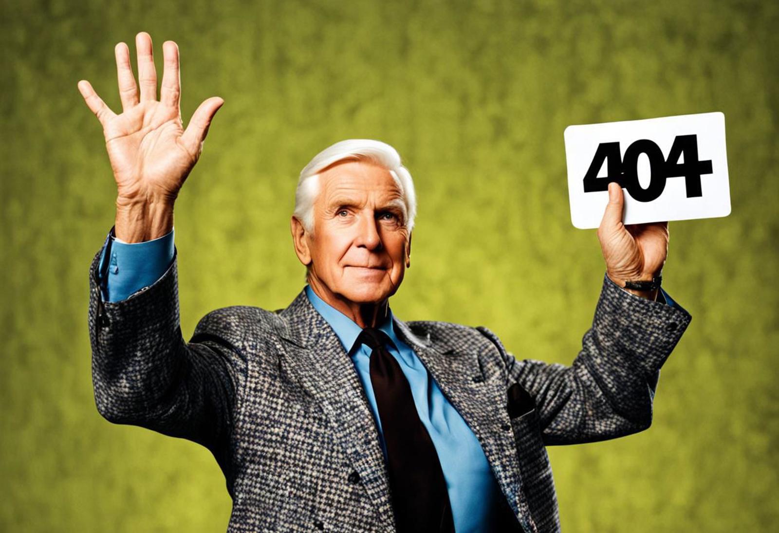 An older man holds up a sign with the number 40 on it.