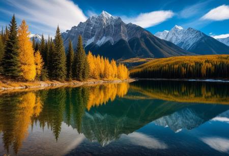Canada 1. Rocky Mountains in Autumn Keywords: "majestic Rocky Mountains, 
autumn leaves, 
golden trees, 
snow-capped peaks, 
crystal clear lakes, 
reflections in water, 
vivid autumn colors, 
dramatic sky, 
landscape photography" Everything in the universe is full of brilliance, 
and at the center, 
the details of art, 
the essentials of these movements are the essence of the organization of existence. In the painting, 
nature is a vivid picture of gardens suspended in air, 
rivers suspended in water, 
and trees, 
not the radiance of light. The details of this scene are part of history itself, 
and the vibrant landscape is the master of visual art Panasonic Lumix S1R set to the highest resolution to capture the atmosphere, 
the 24-105mm lens sweeps through the tranquility, 
--chaos 30 --style raw --ar 3:4 --stylize 250 --weird 500 --quality 1 --v 6