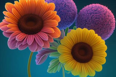 "Beautiful Flowers"
"abstract art complementary colors fine details Pixar, Disney, concept art, 3d digital art, Maya 3D, ZBrush Central 3D shading, bright colored background, radial gradient background, cinematic, Reimagined by industrial light and magic, 4k resolution post processing"h equations on it ,