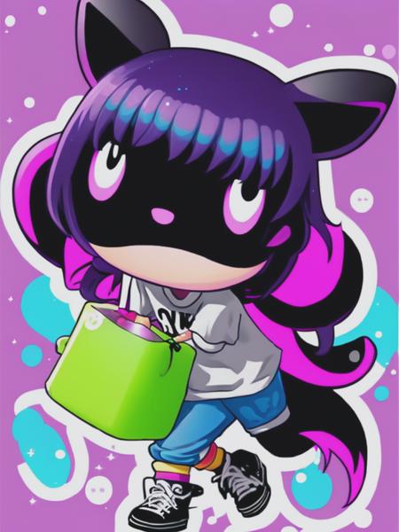 <lyco:SkottieYoung:1.0> dirty cartoon garbage pale slime skater girl kuromi cute colorful