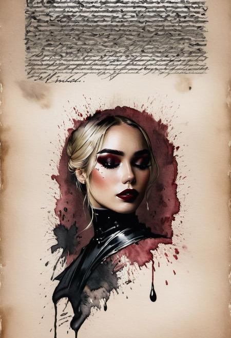 RAW profile photo, close-up, dark atmosphere, masterpiece, cinematic film still of a blonde beautiful woman, detailed eyes,eyeliner, darkred lipstick, black lace turtleneck dress, tack sharp focus on eyes, Sensual, lustful, seductive,  intricate, ultra detailed, 8k, <lora:MS_DitavT_V1_32:0.6>