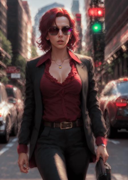 millie10 ,   sunglasses,  portrait, walking down the street, newyork city, crime, taxi, sidewalk night, street lights