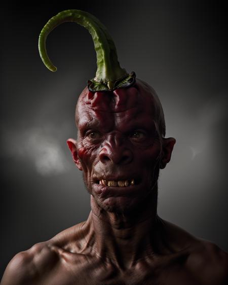 realistic photo of a humanoid pepper monster