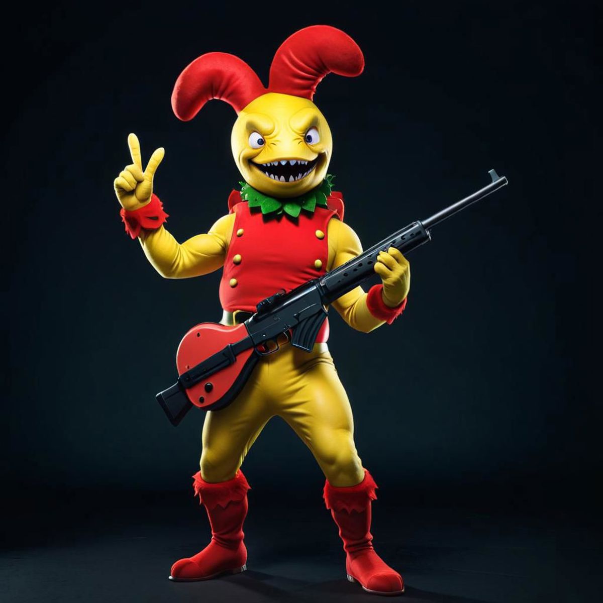 A Clown with a Gun and Peace Sign: A Scary or Funny Character?
