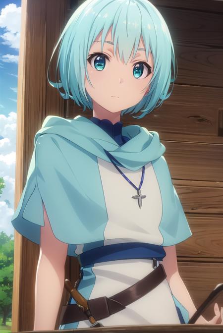 leleiialalena, <lora:lelei ia lalena s1s2-lora-nochekaiser:1>,
lelei ia lalena, short hair, blue hair, aqua hair, hair between eyes, blue eyes,
BREAK dress, necklace, robe,
BREAK outdoors, forest, nature, sun, sky, clouds, trees, grass,
BREAK looking at viewer, (cowboy shot:1.5),
BREAK <lyco:GoodHands-beta2:1>, (masterpiece:1.2), best quality, high resolution, unity 8k wallpaper, (illustration:0.8), (beautiful detailed eyes:1.6), extremely detailed face, perfect lighting, extremely detailed CG, (perfect hands, perfect anatomy),