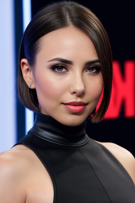 best quality (raw:1.1) photo of (csyclvrt:0.99), short bob hair,blush, pink lipstick, ((television makeup:1.2)), (high neck black dress with collar:1.2), ((at a tv game show:1.2)), (closeup:1.2:1.2), RAW candid cinema, 16mm, color graded portra 400 film, remarkable color, ultra realistic, textured skin, remarkable detailed pupils, realistic dull skin noise, visible skin detail, skin fuzz, dry skin, shot with cinematic camera, detailed skin texture, (blush:0.2), (goosebumps:0.3), subsurface scattering