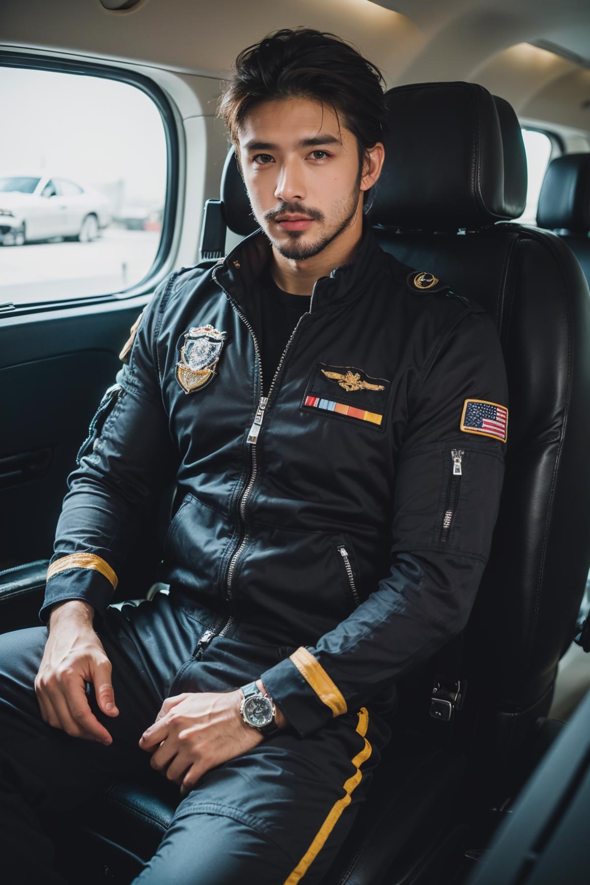 A man in a military uniform is sitting in a chair.