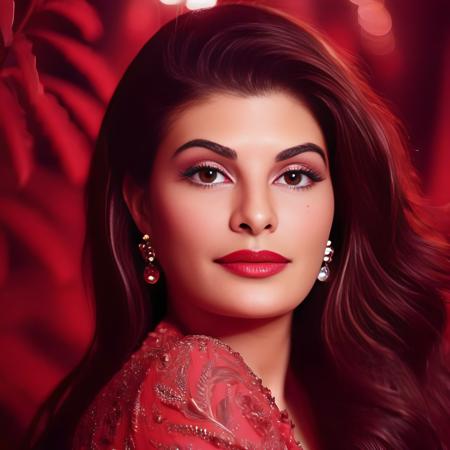 JacquelineFernandez, art by Bill Brandt, photograph, well-endowed Female, Sound engineer, wearing Plants Crimson Formal gown, Platinum hair, Tribal Face Marks, Bokeh, Masterpiece, Cozy, Remodernism, film grain, Canon RF, 35mm, beautiful,  <lora:JacquelineFernandezSDXL:1>