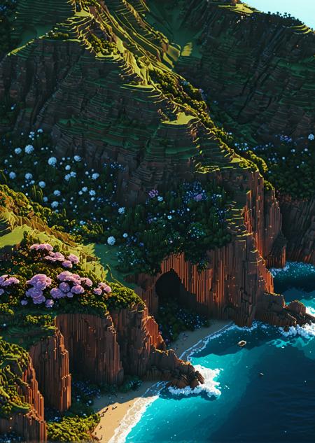 magicavoxel, landscape, hills, sea, aerial view, detailed, very far, pixel, voxel style, 4k, hdr, bright, atmospheric lighting, dramatic, highly detailed, octane render, bokeh, bloom,  <lora:STYLE_MJ52_v2.0:1> <lora:MagicaVoxel:1> <lora:DETAIL_TrendCraft:0.5>