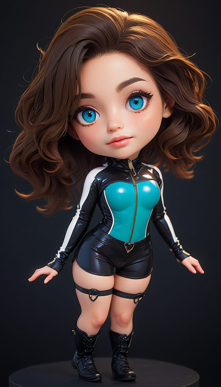 (in ARTIST style:1.7), (masterpiece:1.7), comics style,
(somechibi, chibi, close-up Gorgeous girl face,
long hair, wavy hair, very long hair, thighhighs, gloves, zipper, bike shorts, glowing, black background, standing, bare shoulders, smile, science fiction, science fiction horns, science fiction headphones), perfect face, gorgeous face, small aesthetic nose, striking teal large eyes, aligned eyes,
(masterpiece:1.8), (highest detailed:1.8), (angle:1.8), perfectly lighted, (contrast), (saturated), (((sharp focus))), (hyperdetailed:1.3), (intricate details:1.2), (Refined details:1.3),
(best quality:1.5), highly detailed textures, vibrant colors, (finely detailed beautiful eyes and detailed face),extremely detailed CG unity 8k wallpaper, (masterpiece:1.8), (highest detailed:1.8), (angle:1.8), perfectly lighted, (contrast), (saturated), (((sharp focus))), (hyperdetailed:1.3), (intricate details:1.2), (Refined details:1.3), (best quality:1.5), highly detailed textures, vibrant colors,
(ultra sharp focus:1.8), (detailed skin:1.8), (thin lines:1.8), (best quality:1.8), <lora:glowneon_xl_v1:0.7>
<lora:SomeChibi_Chibi_Style:1>