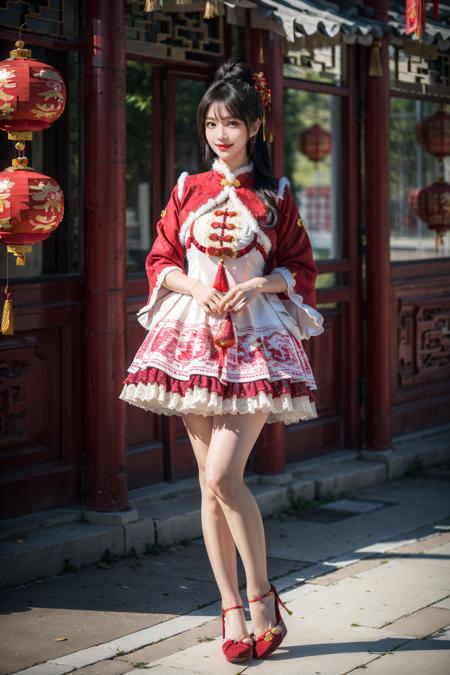 cyb dress, chinese clothes, long sleeves, capelet, frills, frilled dress, wide sleeves