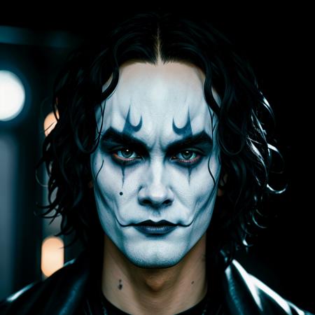 anime artwork of  <lora:The Crow SD1.5:1.2>
Eric Draven The Crow Movie a close up of a person with a scared sad look, anime style, key visual, vibrant, studio anime,  highly detailed