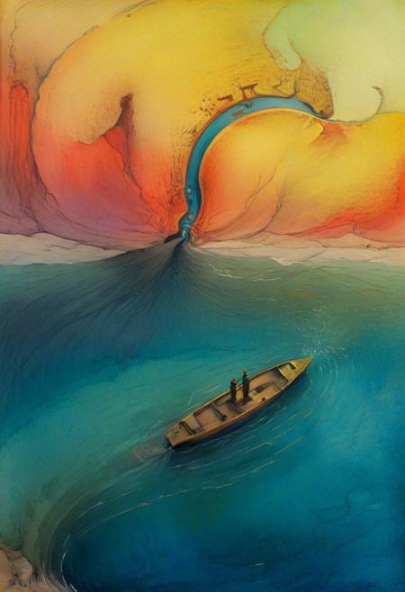 The illustration combines elements of both abstraction and figuration, creating a unique and powerful image. The bright colors and bold lines are eye-catching, and the subject matter is both mysterious and intriguing. The illustration is both beautiful and thought-provoking. by Pawel Kuczynski soothing, amorphous