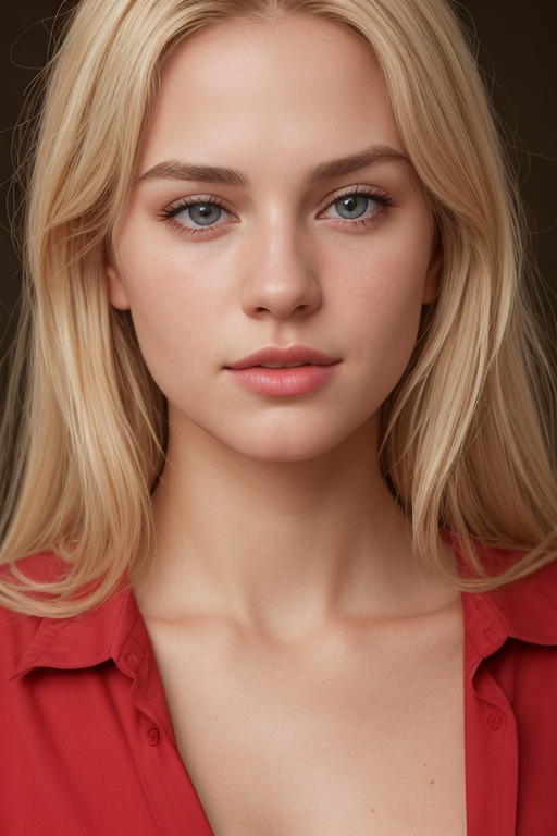 <lora:skinny_new_skin:0.2> <lora:detailed_eye:0.1> RAW photo, portrait of a beautiful blonde woman wearing a red shirt (hi...