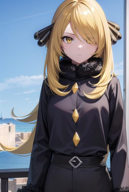 pokemoncynthia, <lora:pokemoncynthia-lora-nochekaiser:1>,
pokemoncynthia, blonde hair, hair ornament, hair over one eye, long hair, (yellow eyes:1.5),
BREAK black coat, black pants, black shirt, coat, fur collar, fur trim, fur-trimmed sleeves, pants, shirt,
BREAK looking at viewer, upper body, full body, (cowboy shot:1.5),
BREAK outdoors, nature, sky,
BREAK <lyco:GoodHands-beta2:1>, (masterpiece:1.2), best quality, high resolution, unity 8k wallpaper, (illustration:0.8), (beautiful detailed eyes:1.6), extremely detailed face, perfect lighting, extremely detailed CG, (perfect hands, perfect anatomy),