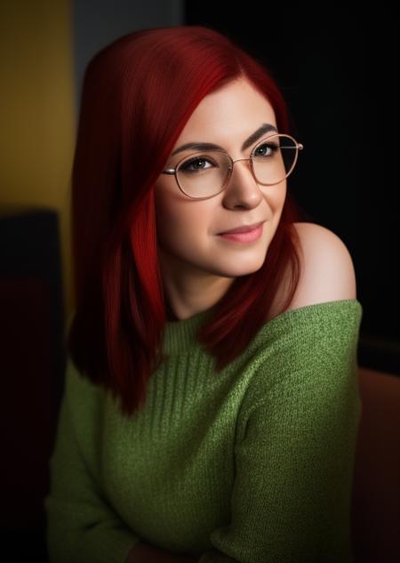 katazuri, wear glasses, red hair, (8k, RAW photo, best quality, masterpiece:1.2), (realistic, photo-realistic:1.37), best quality, ultra high res, ultra-detailed, portrait