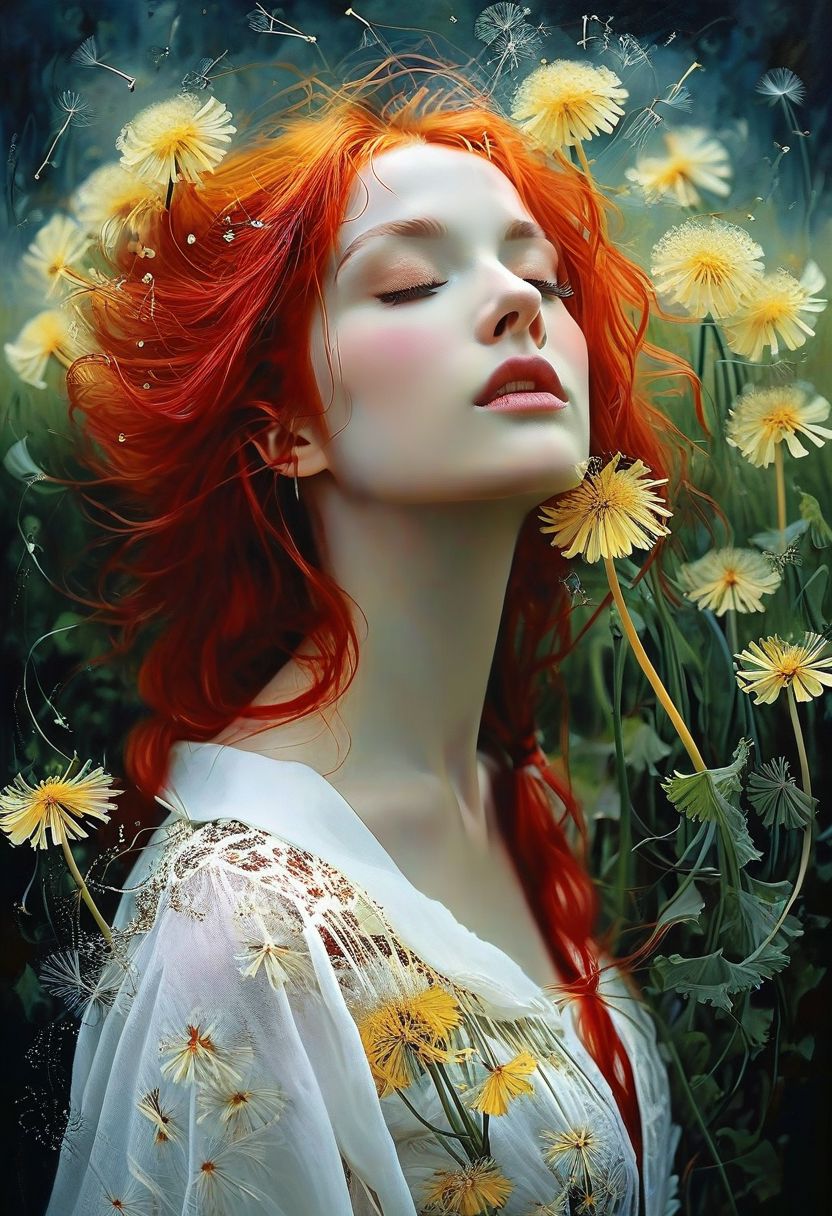 by Amanda Clark,Anne Bachelier,
Blood robe loose in the body,a red hair without wind automatic,face vicissitudes of life,contains a trace of a strange color,(The ecstasy of dandelion:1.2),