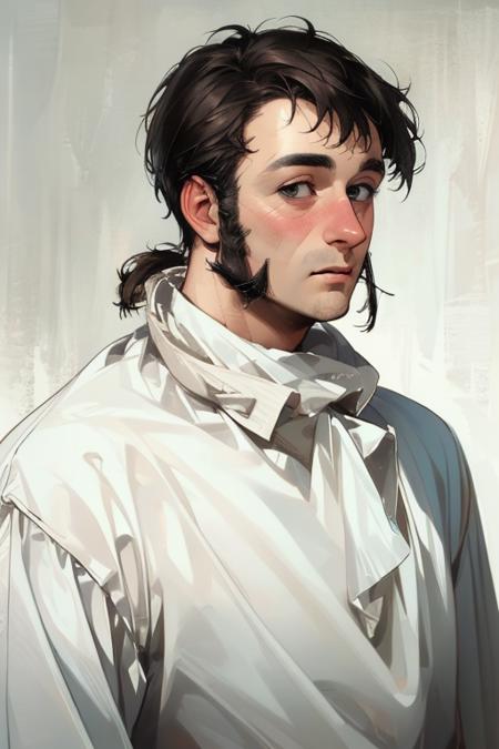 masterpiece, realistic, 8k, (1man:1.3), white shirt, european, (very skinny:1.2), <lora:A_Sideburns_Cut_v3:1>(side-burns:1.2), (mutton-chops:1.1), short hair,