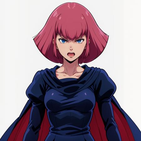 (angry:1.3),shout,open mouth,looking at viewer,
<lora:hamankarn056:0.5>,white background,solo,
haman_karn,1woman,
pink hair,short hair,sidelocks,bangs,eyebrows,blue eyes,
collarbone,cape,black dress,puff sleeves,long sleeves,juliet sleeves,