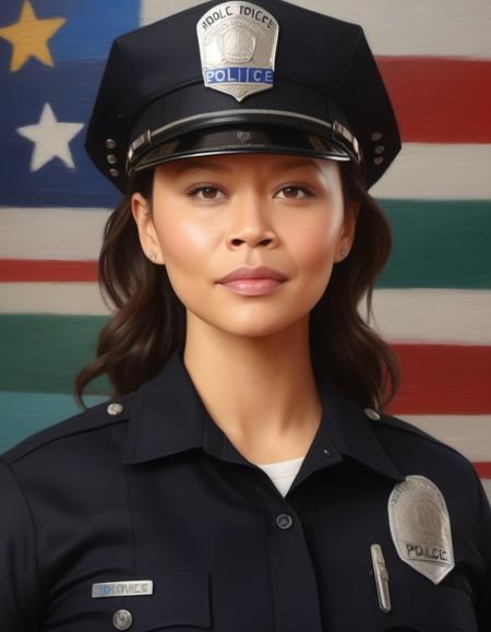 baroque oil painting of melissaoneil woman in police uniform <lora:melissa_oneil_sdxl:0.9>