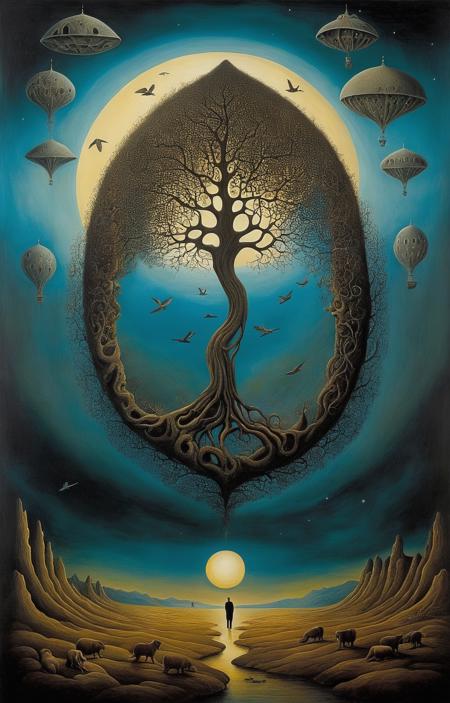 Surrealist art John lenon . Dreamlike, mysterious, provocative, symbolic, intricate, detailed