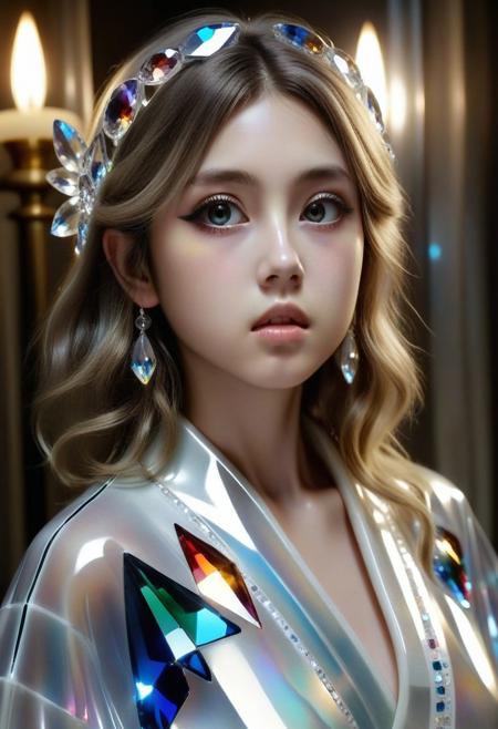 score_9, score_8_up, score_7_up, source_anime, masterpiece, best quality, amazing quality, very aesthetic, absurdres, Masterpiece, best quality, 1girl, portrait, face focus, beautiful eyes, stoic, model, porcelain marble skin, kwf, intense stare, dramatic lighting, backlit, cs-cr1stal-v2, crystal kimono,