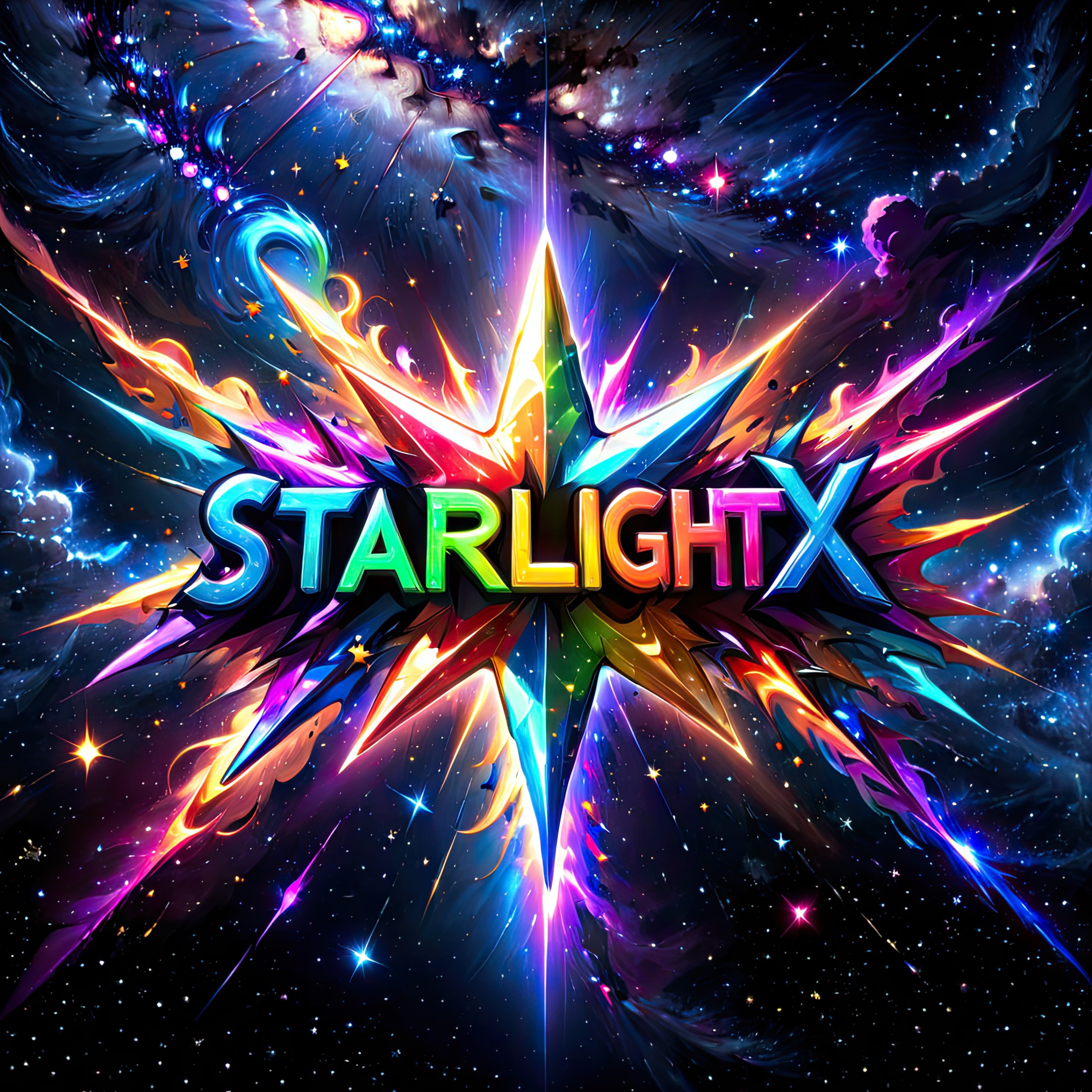 (StarlightXL) text logo, colorful, anime, space, star, stars