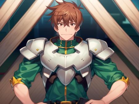 (hyper extreme detailed),(masterpeace),(hyper extreme),(photorealistic),CG,(colour:1.2), beautiful lighting,light from the front,1boy,solo, <lora:rance:0.9>,rance,blown hair,short hair,green armar,