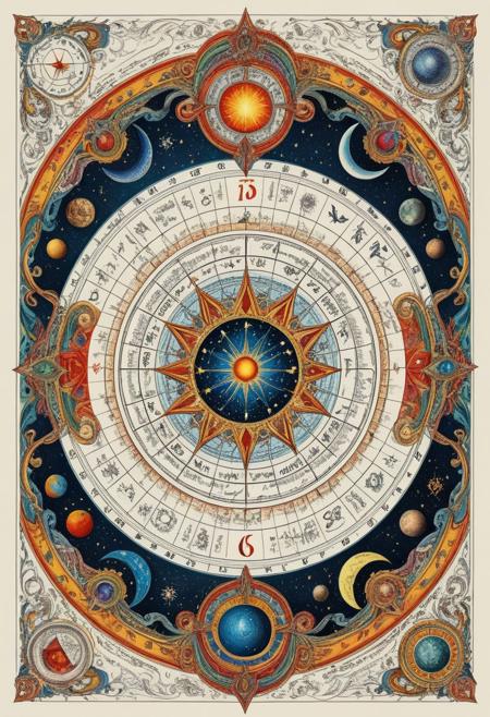 Finely detailed vector illustration, astrological observations, calculations, ultra realistic quality, interwoven pattern, white background, hyperdetailed, intricately detailed,  triadic colors,fantastical,intricate detail,splash screen,complementary colors, fantasy concept art, 8k resolution, masterpiece, ink on old paper, calligraphy,
