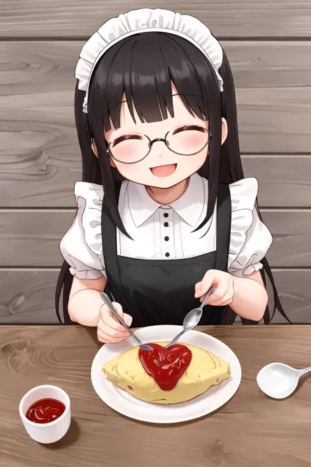 オムライス❤ Draw a heart with ketchup on top of omurice. SD15