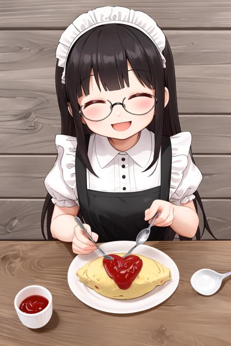 オムライス❤ Draw a heart with ketchup on top of omurice. SD15 SD15_V1