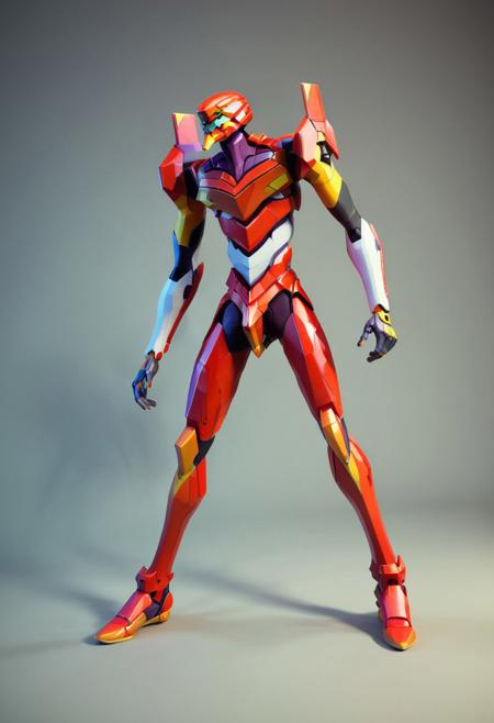 masterpiece, amazing quality, best quality, ultra-detailed,
Eva-02 full body, combat stance, mecha,
Low poly, minimalism, Polygonal shapes, geometric designs, three-dimensional model, Clear and bright shadows creating depth and volume, Simple and well-defined geometric shapes, Absence of small details and textures, simplified forms, Clean and modern,
flat, vibrant colours,
abstract Japanese background,
highly detailed digital painting, surrealistic digital artwork, best lighting,