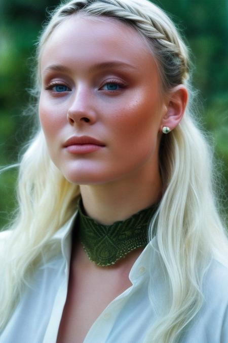 a photo of (((medium body))) a young woman ZaraLarsson01, halo braid, upper body, photograph by peter jackson, style of lord of the rings, big collar, arms on waist  <lora:ZaraLarsson01-000005:1>,  <lora:add_detail:1>, Photorealistic, Hyperrealistic, Hyperdetailed, analog style, detailed skin, matte skin, soft lighting, subsurface scattering, realistic, heavy shadow, masterpiece, best quality, ultra realistic, 8k, golden ratio, Intricate, High Detail, film photography, soft focus, RAW candid cinema, 16mm, color graded portra 400 film, remarkable color, ultra realistic, textured skin, remarkable detailed pupils, realistic dull skin noise, visible skin detail, skin fuzz, dry skin, shot with cinematic camera, detailed skin texture, (blush:0.5), (goosebumps:0.5), subsurface scattering